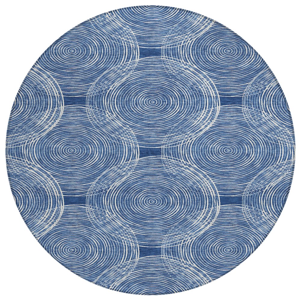 Machine Washable Indoor/Outdoor Chantille ACN2534 Blue 8' x 8' Round Rug. Picture 1