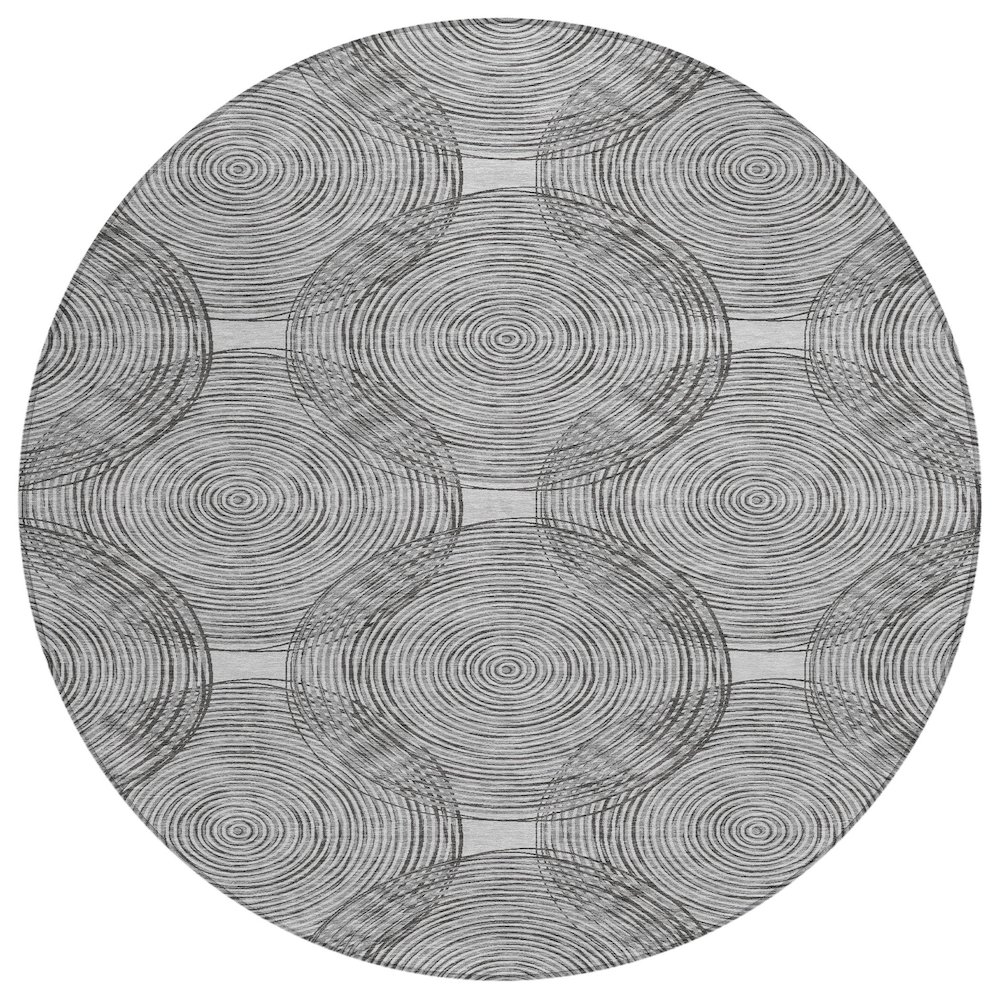 Machine Washable Indoor/Outdoor Chantille ACN2534 Gray 8' x 8' Round Rug. Picture 1