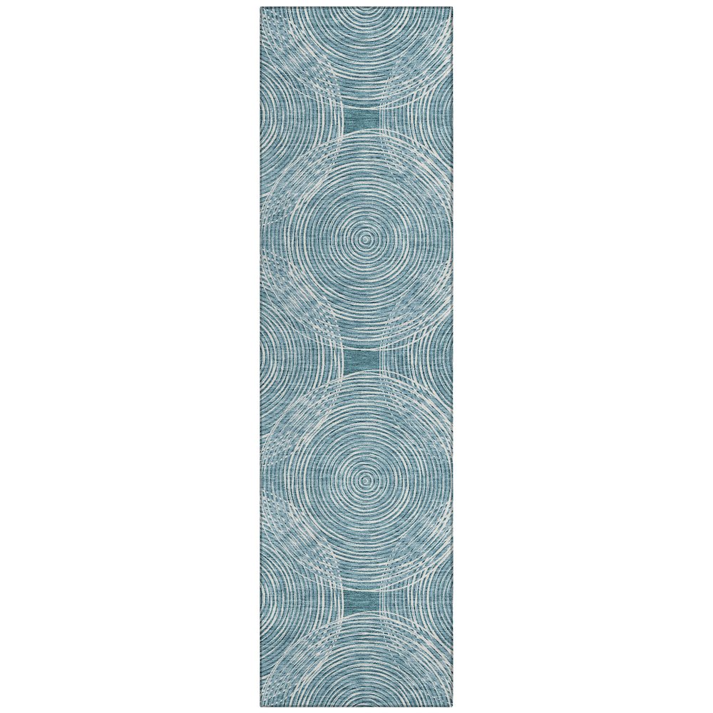 Machine Washable Indoor/Outdoor Chantille ACN2534 Teal 2'3" x 7'6" Runner Rug. Picture 1