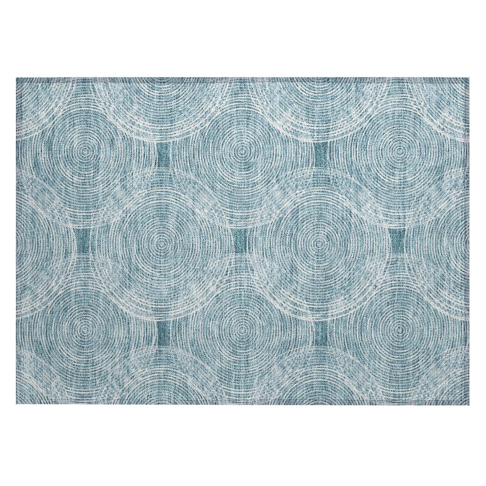 Machine Washable Indoor/Outdoor Chantille ACN2534 Teal 1'8" x 2'6" Rug. Picture 1
