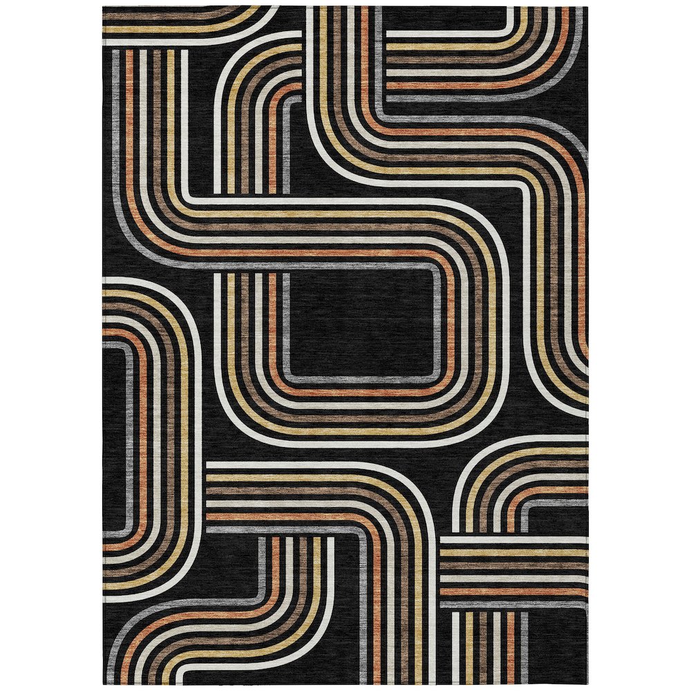 Machine Washable Indoor/Outdoor Chantille ACN2535 Black 2'6" x 3'10" Rug. Picture 1