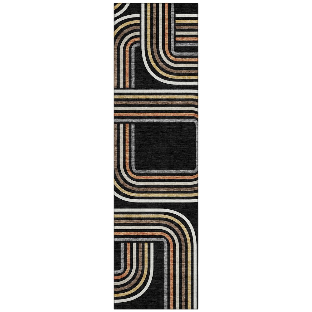 Machine Washable Indoor/Outdoor Chantille ACN2535 Black 2'3" x 7'6" Runner Rug. Picture 1
