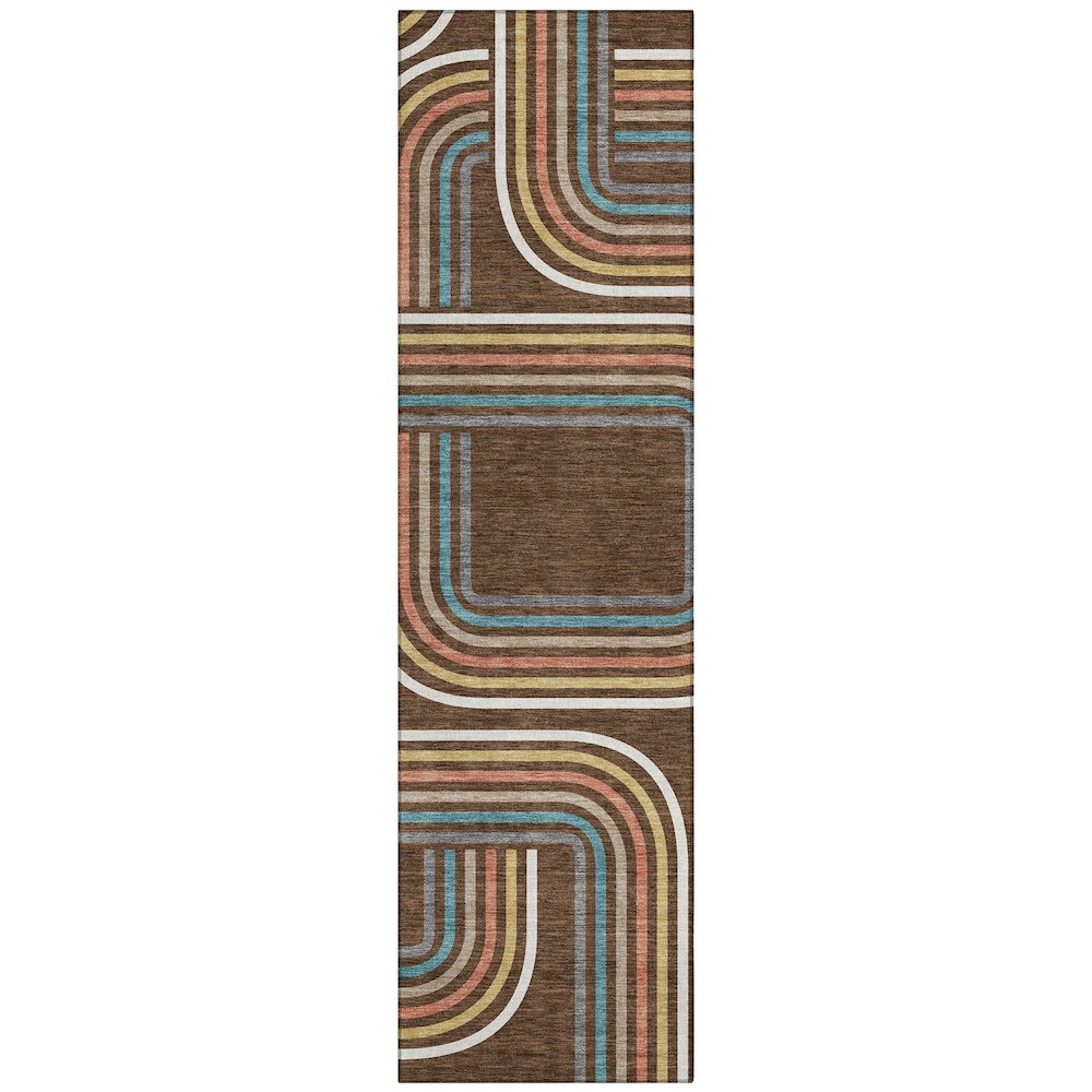 Machine Washable Indoor/Outdoor Chantille ACN2535 Brown 2'3" x 7'6" Runner Rug. Picture 1