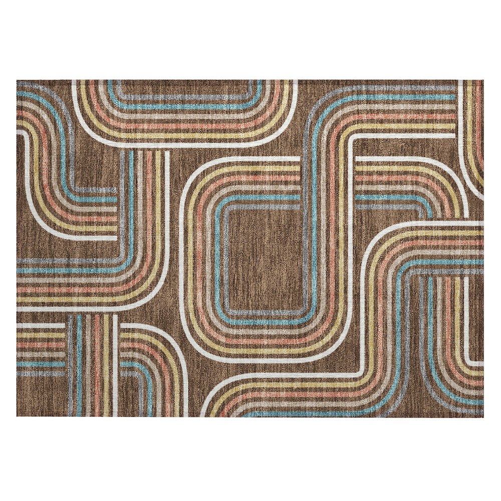 Machine Washable Indoor/Outdoor Chantille ACN2535 Brown 1'8" x 2'6" Rug. Picture 1