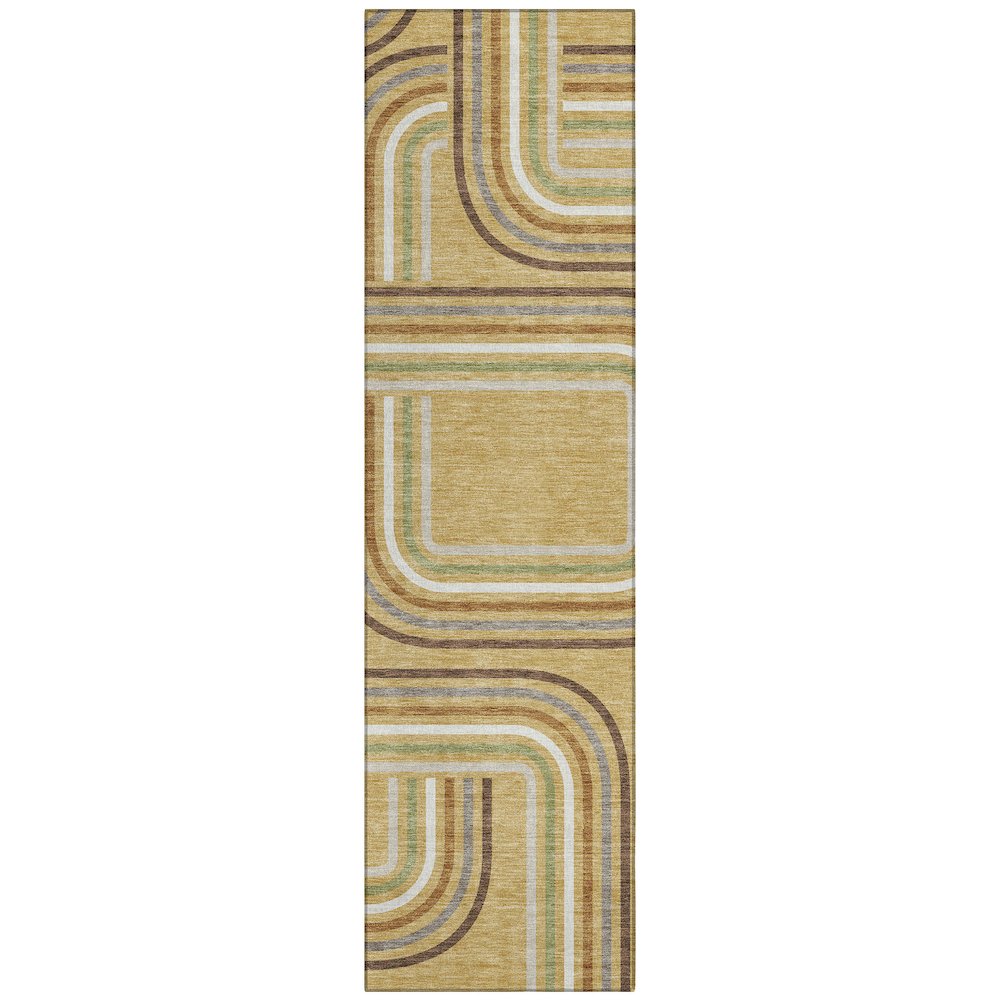 Machine Washable Indoor/Outdoor Chantille ACN2535 Gold 2'3" x 7'6" Runner Rug. Picture 1