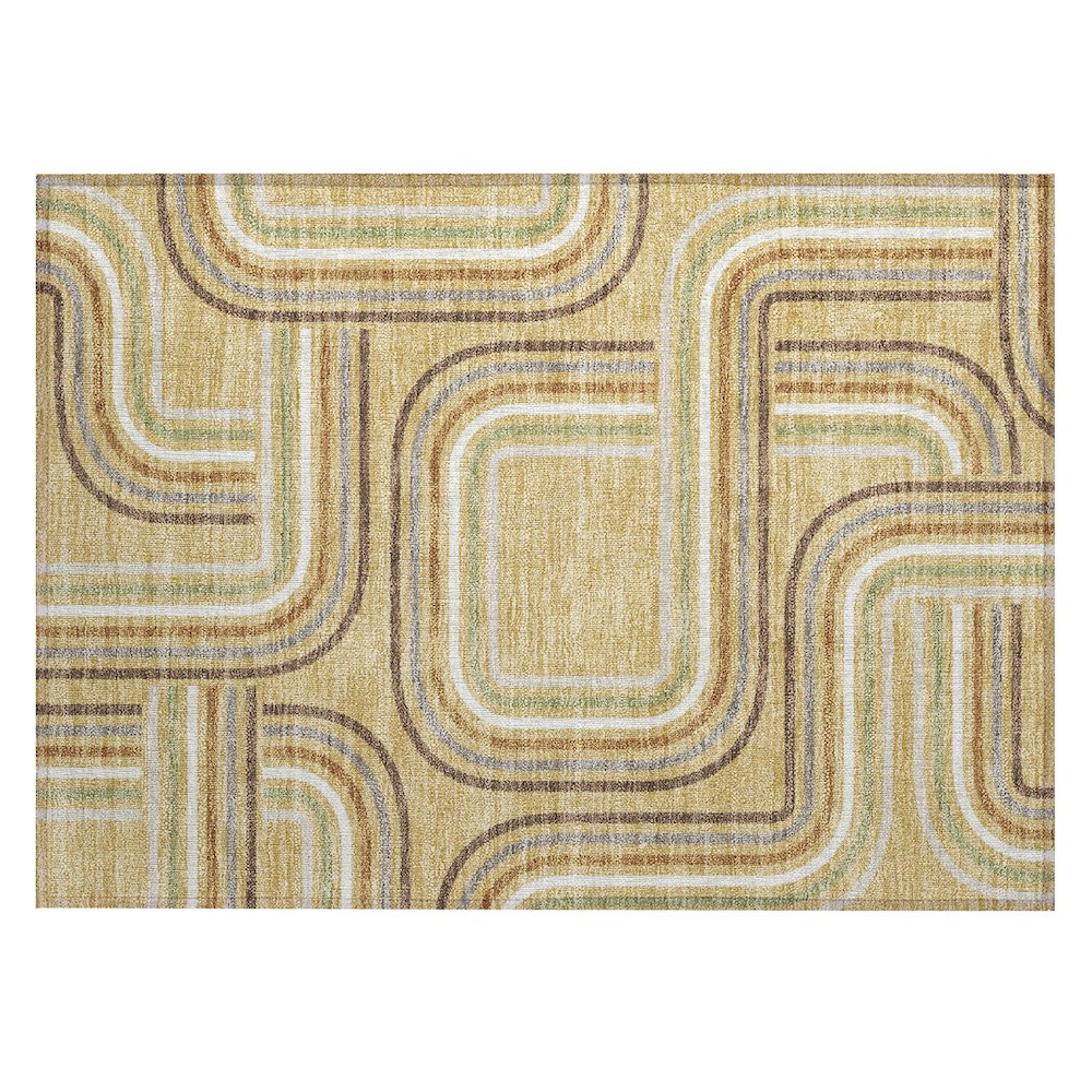 Machine Washable Indoor/Outdoor Chantille ACN2535 Gold 1'8" x 2'6" Rug. Picture 1
