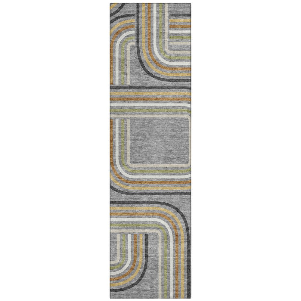 Machine Washable Indoor/Outdoor Chantille ACN2535 Gray 2'3" x 7'6" Runner Rug. Picture 1