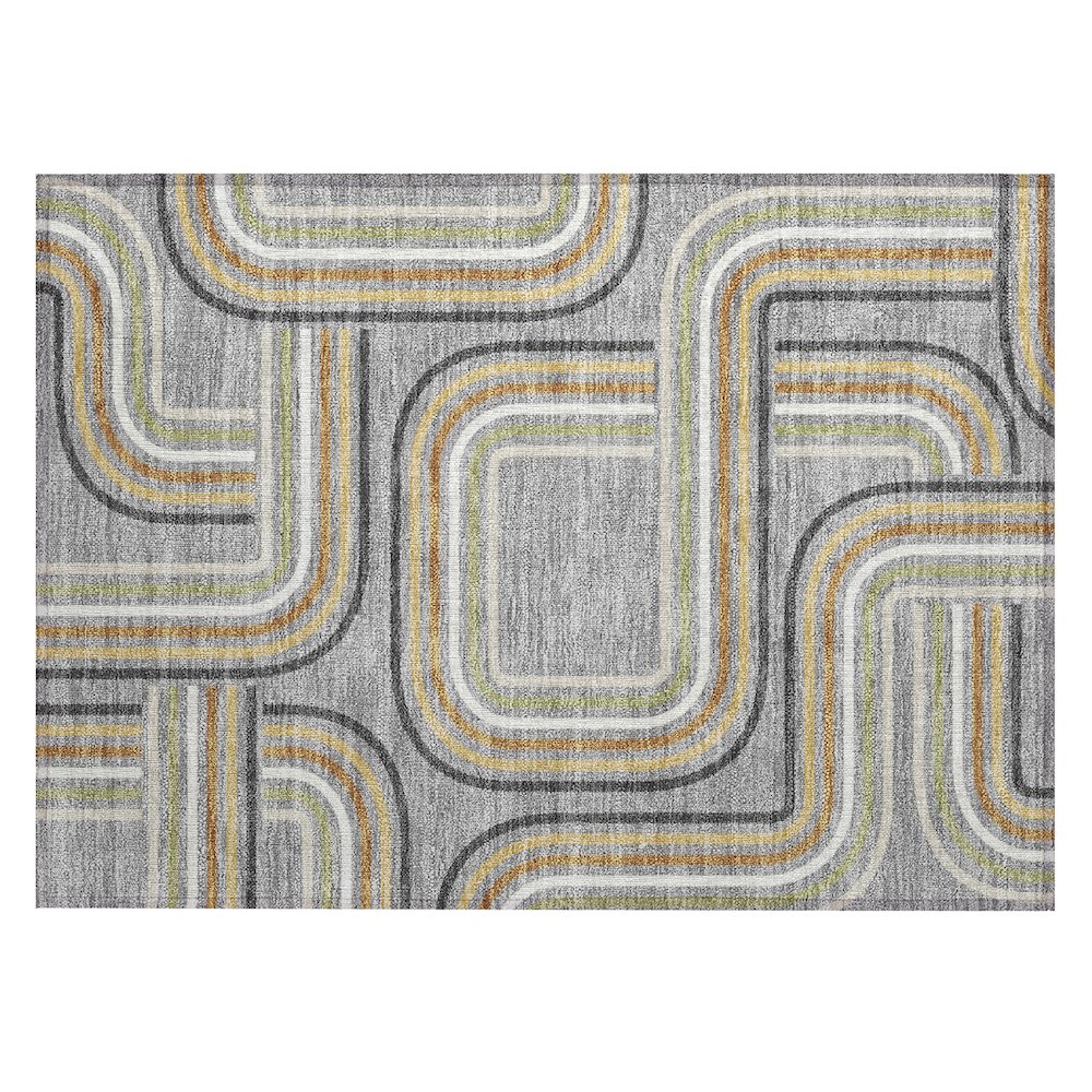 Machine Washable Indoor/Outdoor Chantille ACN2535 Gray 1'8" x 2'6" Rug. Picture 1