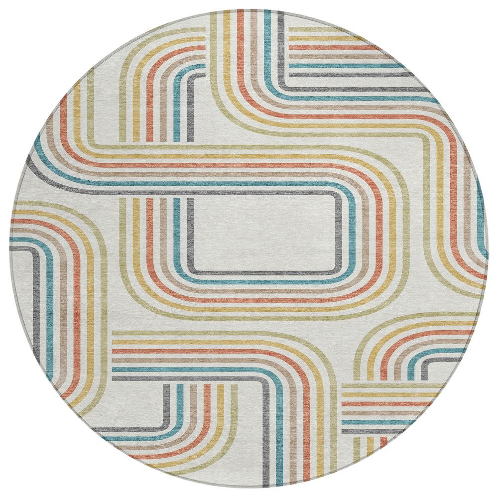 Machine Washable Indoor/Outdoor Chantille ACN2535 Ivory 8' x 8' Round Rug. Picture 1