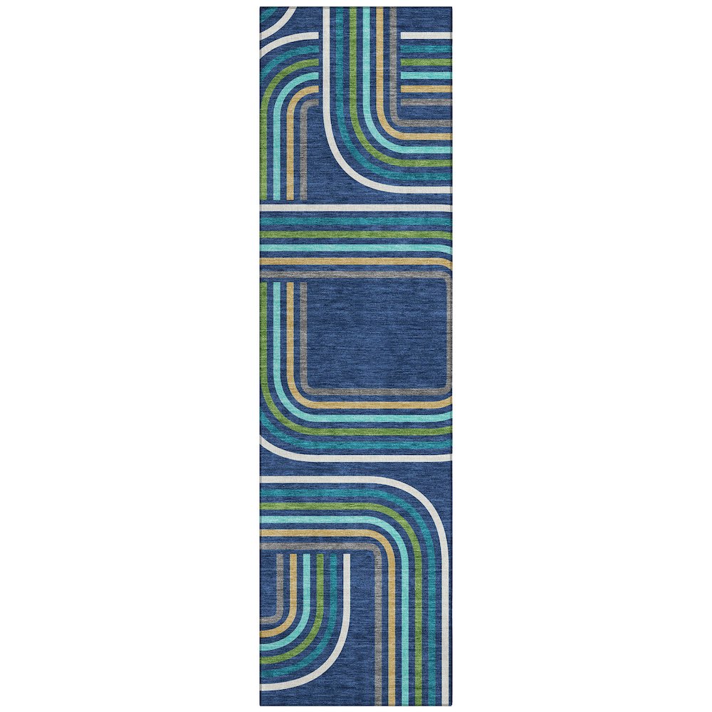 Machine Washable Indoor/Outdoor Chantille ACN2535 Blue 2'3" x 7'6" Runner Rug. Picture 1