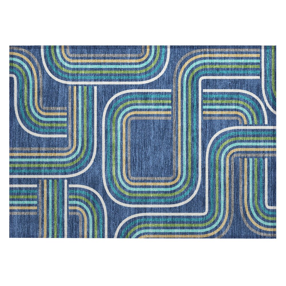 Machine Washable Indoor/Outdoor Chantille ACN2535 Blue 1'8" x 2'6" Rug. Picture 1