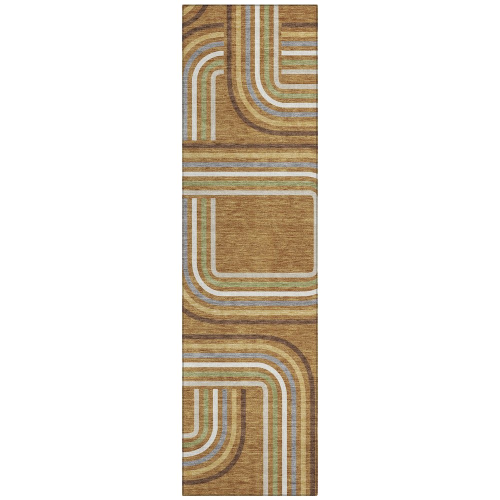 Machine Washable Indoor/Outdoor Chantille ACN2535 Orange 2'3" x 7'6" Runner Rug. Picture 1