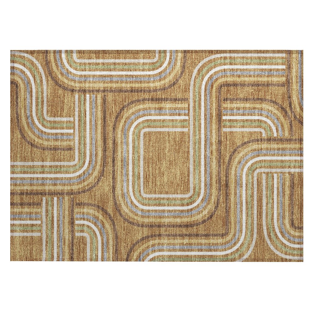 Machine Washable Indoor/Outdoor Chantille ACN2535 Orange 1'8" x 2'6" Rug. Picture 1