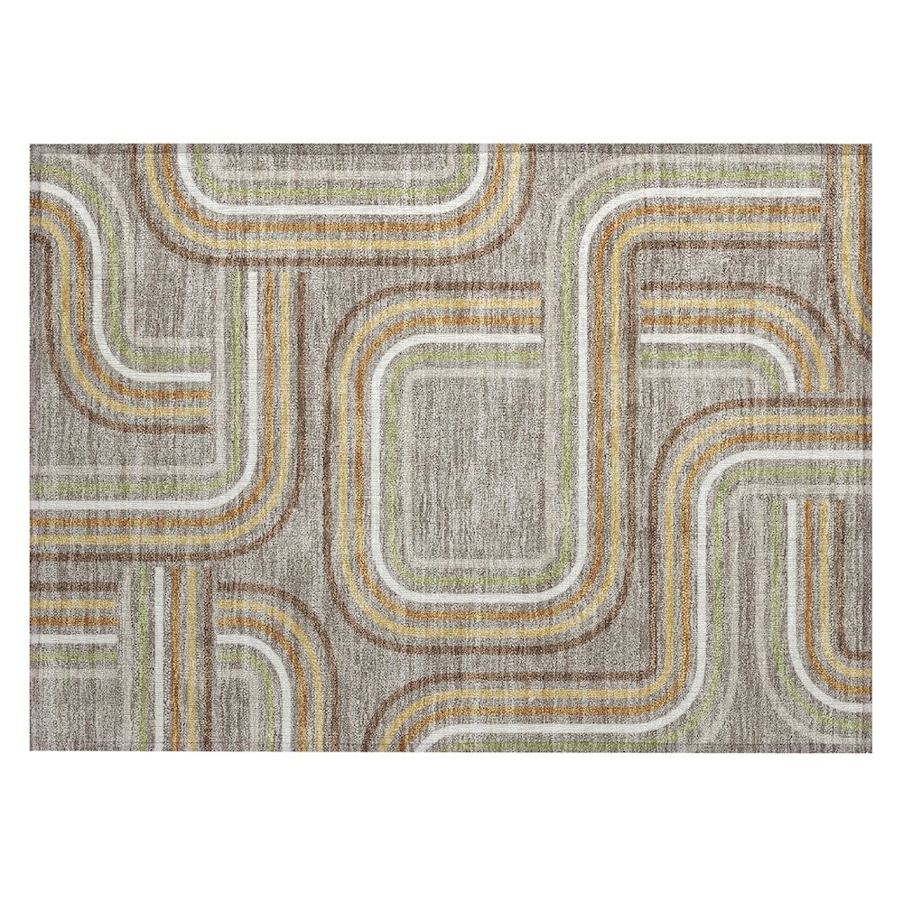Machine Washable Indoor/Outdoor Chantille ACN2535 Brown 1'8" x 2'6" Rug. Picture 1