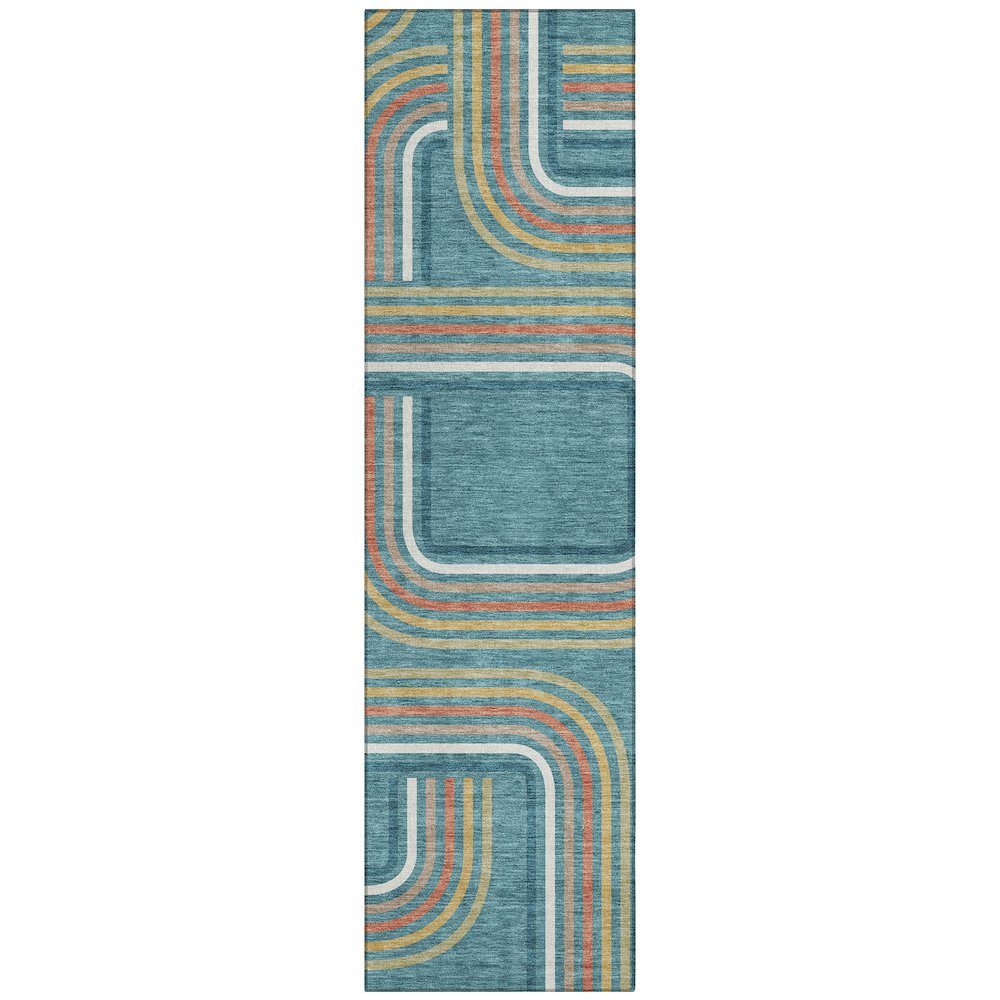 Machine Washable Indoor/Outdoor Chantille ACN2535 Teal 2'3" x 7'6" Runner Rug. Picture 1