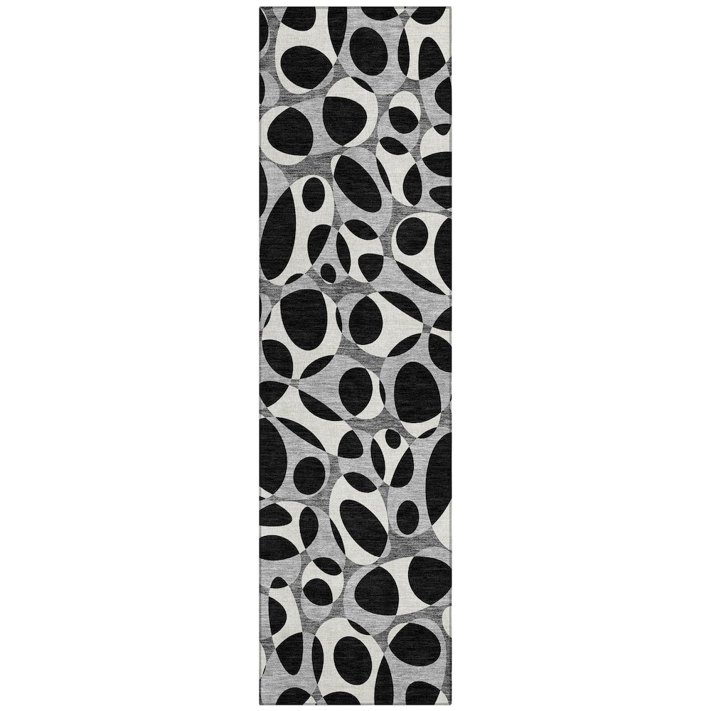 Machine Washable Indoor/Outdoor Chantille ACN2536 Black 2'3" x 7'6" Runner Rug. Picture 1