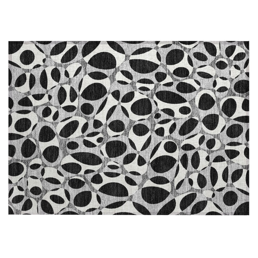 Machine Washable Indoor/Outdoor Chantille ACN2536 Black 1'8" x 2'6" Rug. Picture 1