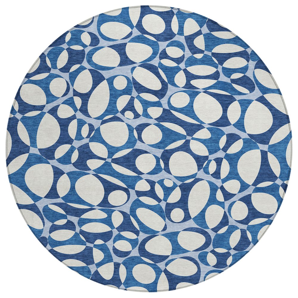 Machine Washable Indoor/Outdoor Chantille ACN2536 Blue 8' x 8' Round Rug. Picture 1