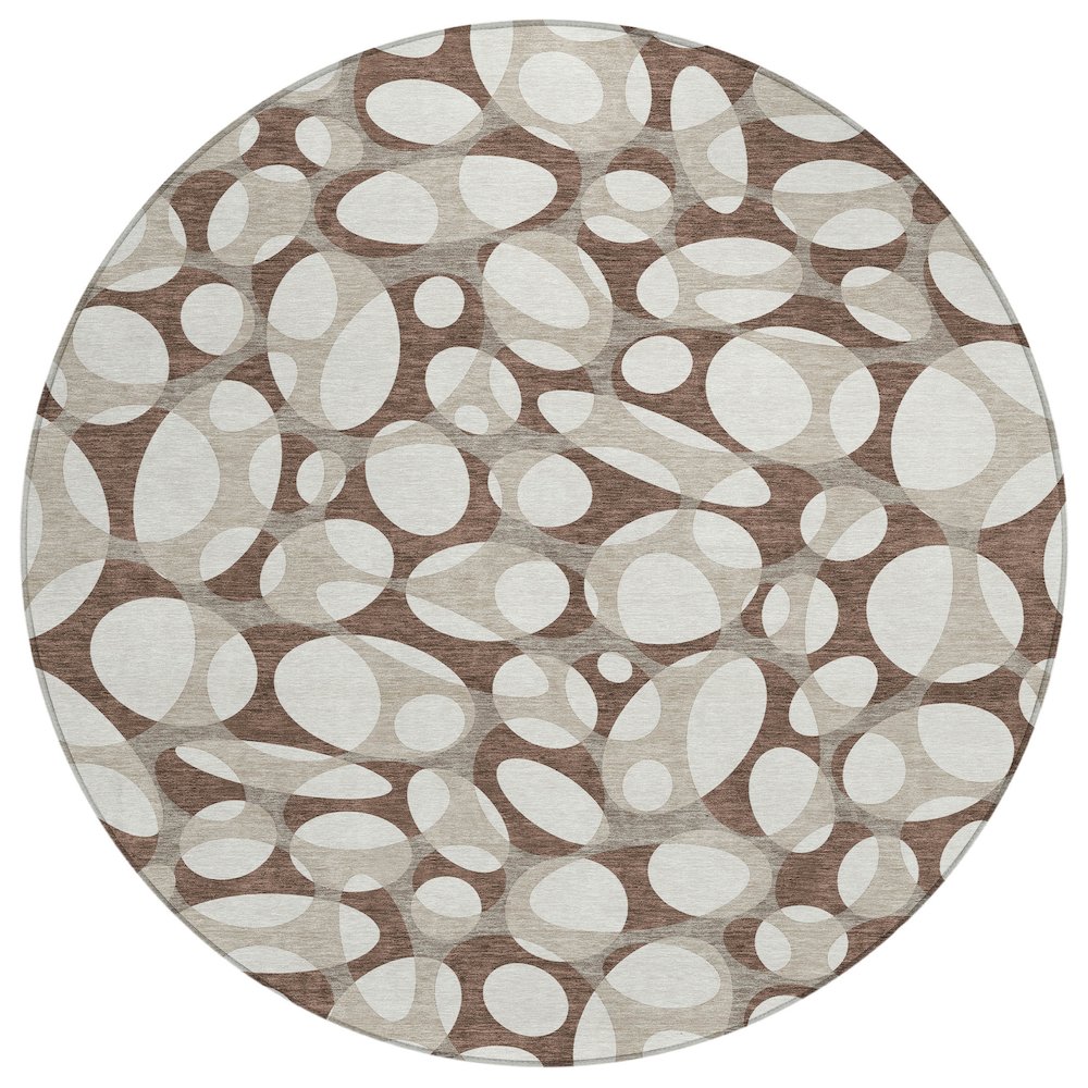 Machine Washable Indoor/Outdoor Chantille ACN2536 Brown 8' x 8' Round Rug. Picture 1
