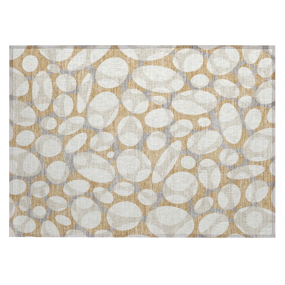 Machine Washable Indoor/Outdoor Chantille ACN2536 Gold 1'8" x 2'6" Rug. Picture 1