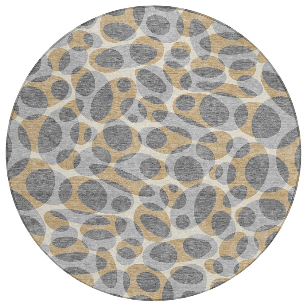Machine Washable Indoor/Outdoor Chantille ACN2536 Gray 8' x 8' Round Rug. Picture 1