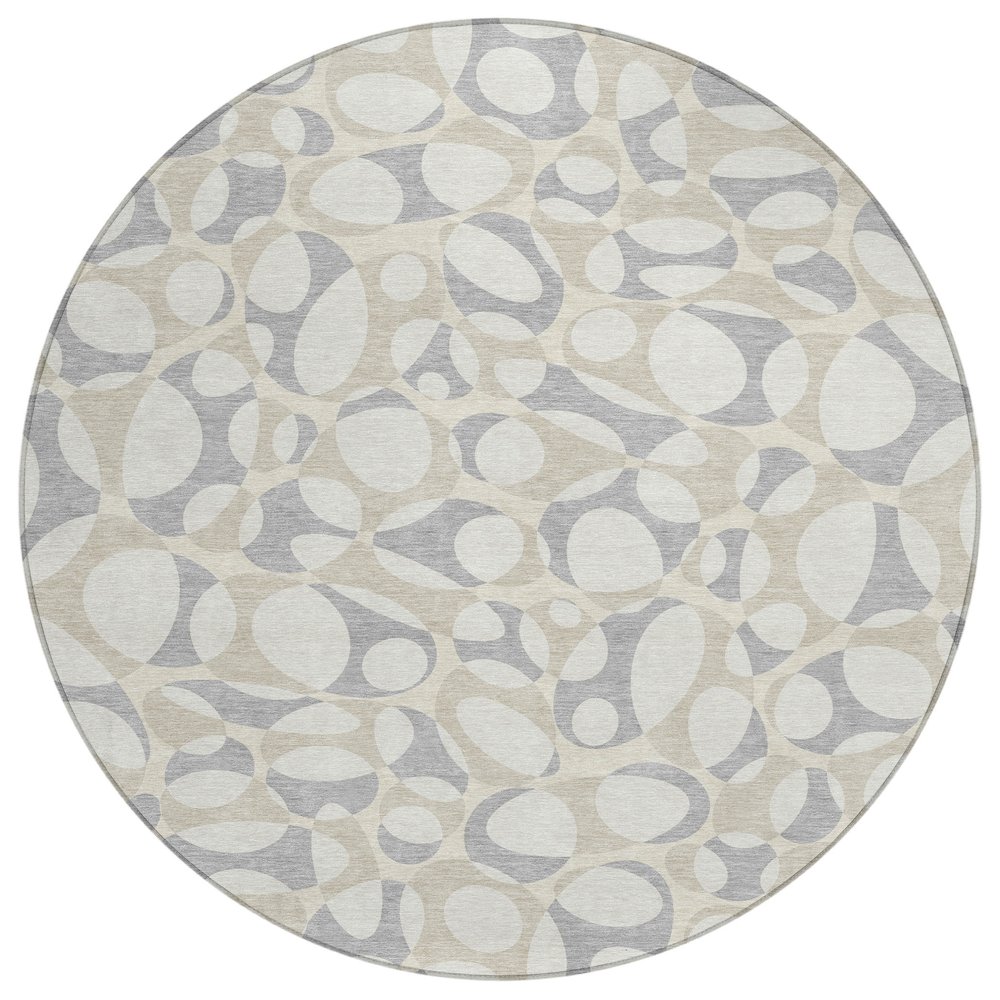 Machine Washable Indoor/Outdoor Chantille ACN2536 Ivory 8' x 8' Round Rug. Picture 1