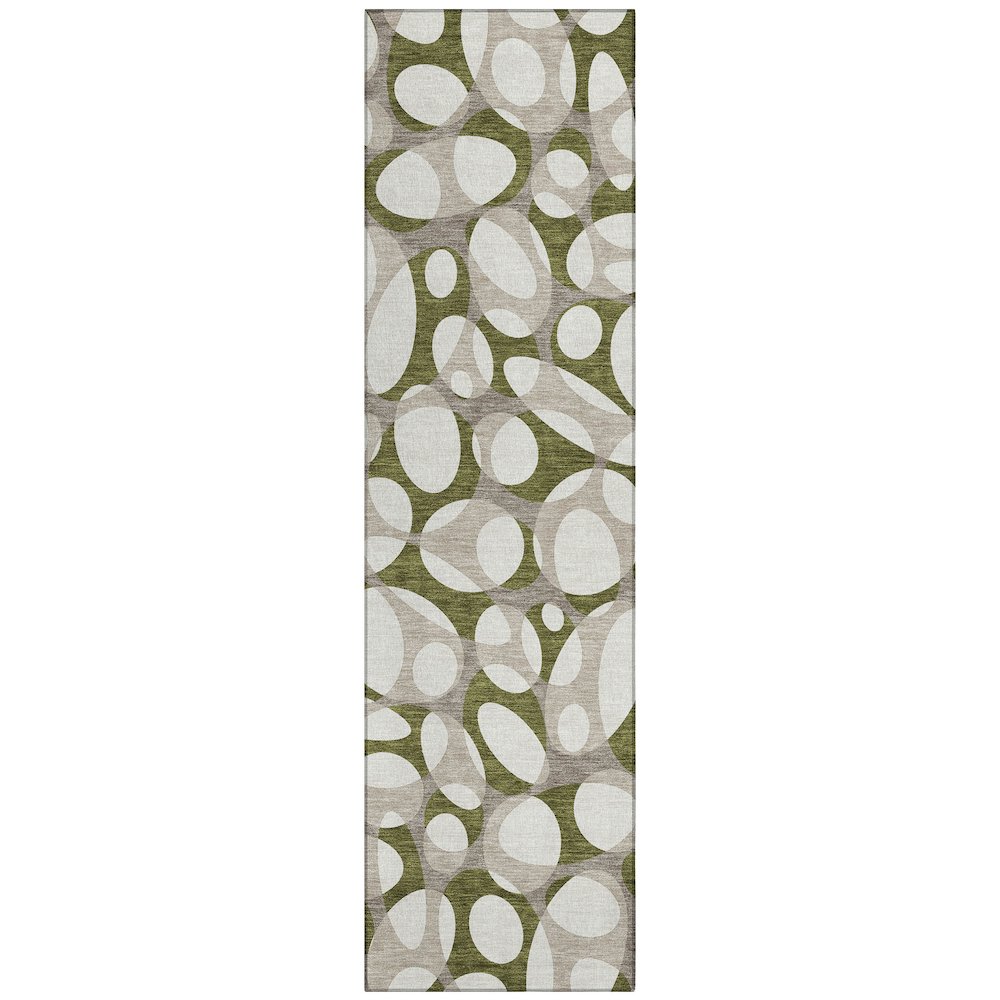 Machine Washable Indoor/Outdoor Chantille ACN2536 Green 2'3" x 7'6" Runner Rug. Picture 1