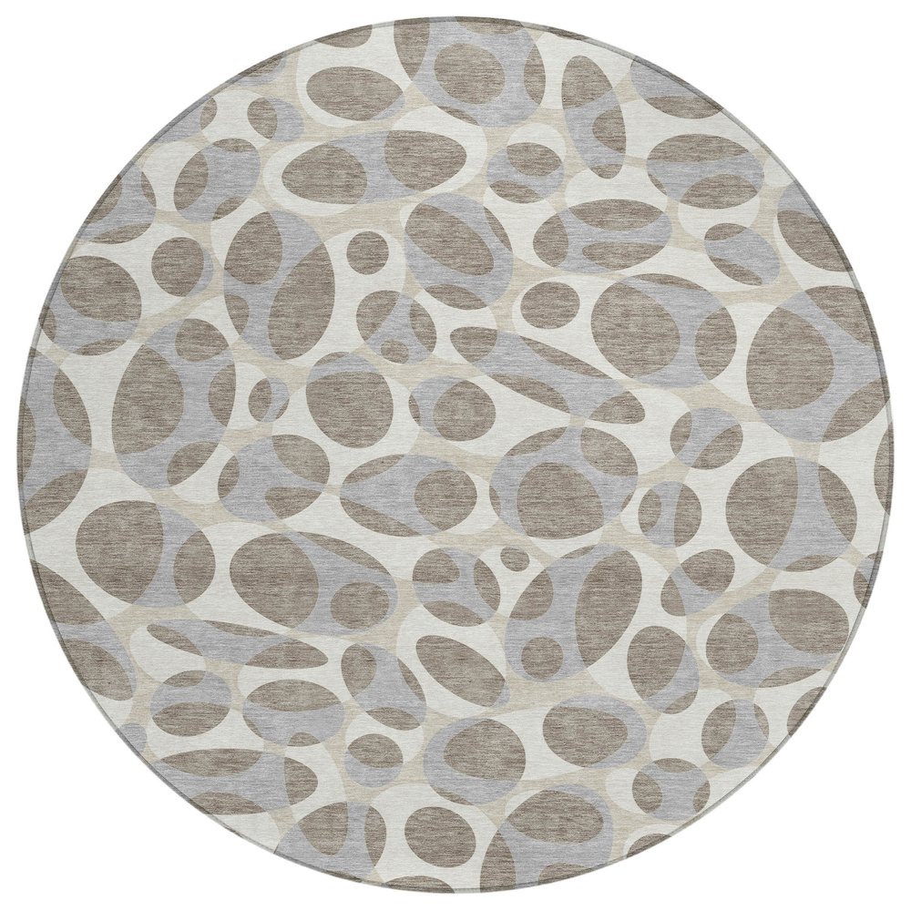 Machine Washable Indoor/Outdoor Chantille ACN2536 Brown 8' x 8' Round Rug. Picture 1