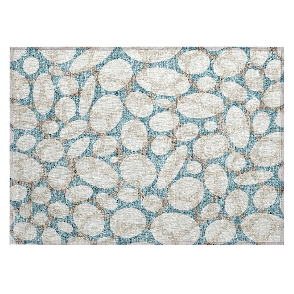 Machine Washable Indoor/Outdoor Chantille ACN2536 Teal 1'8" x 2'6" Rug. Picture 1