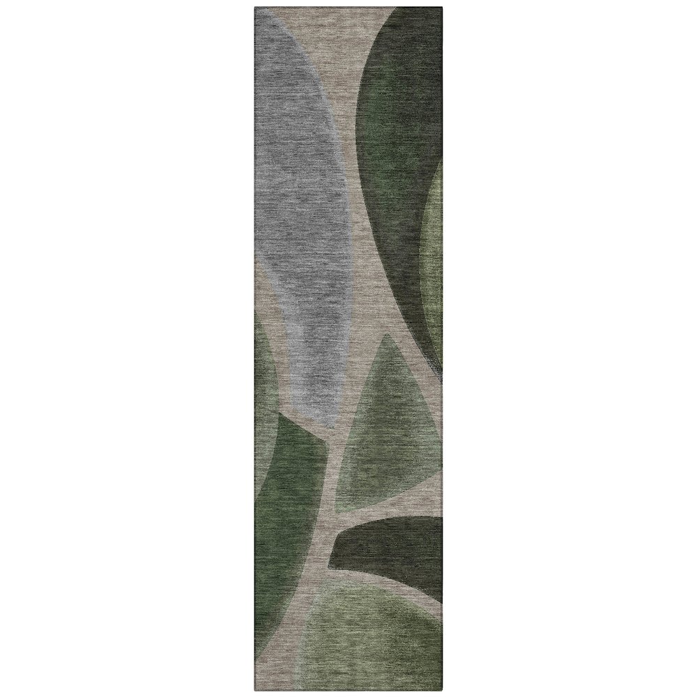 Machine Washable Indoor/Outdoor Chantille ACN2537 Green 2'3" x 7'6" Runner Rug. Picture 1