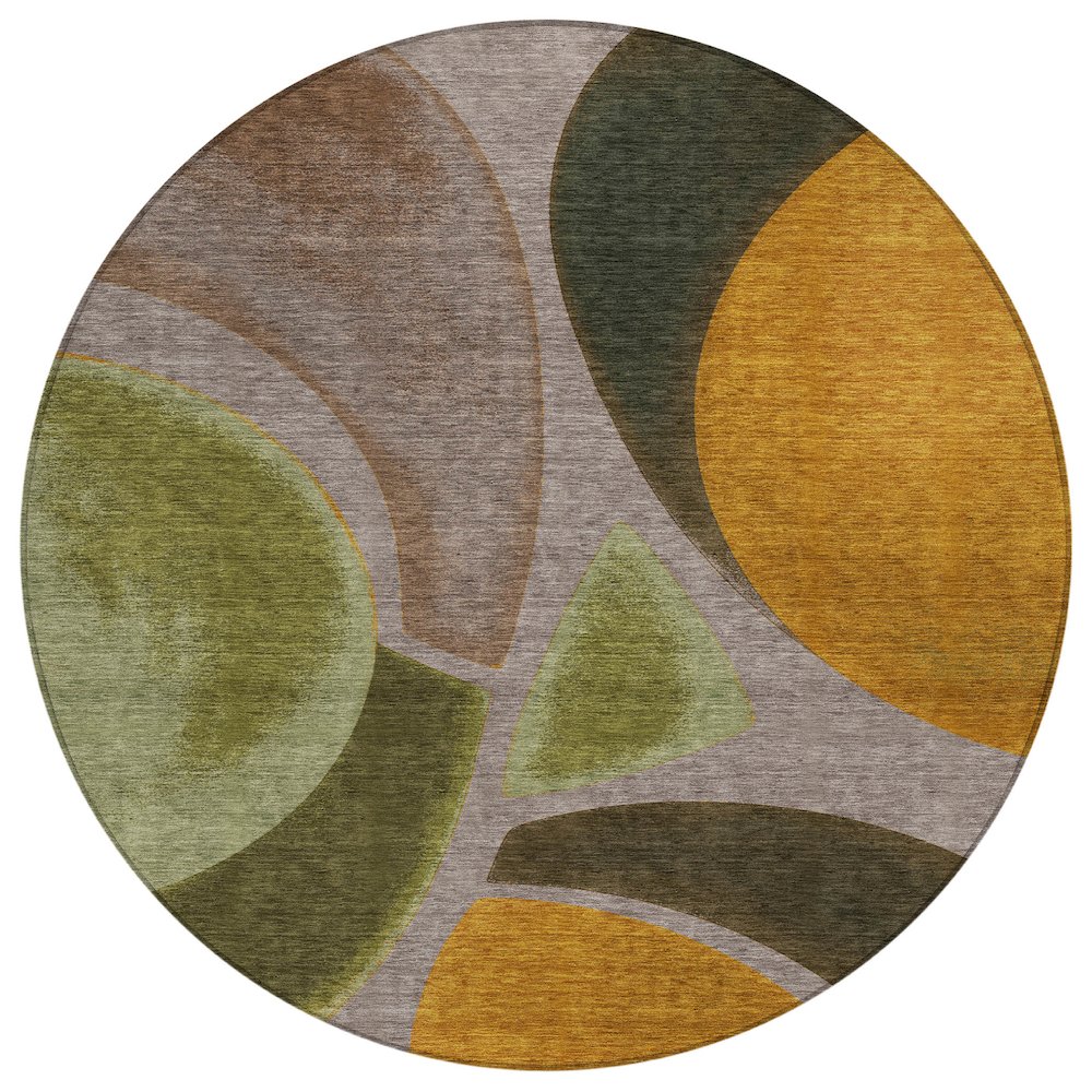 Machine Washable Indoor/Outdoor Chantille ACN2537 Brown 8' x 8' Round Rug. Picture 1