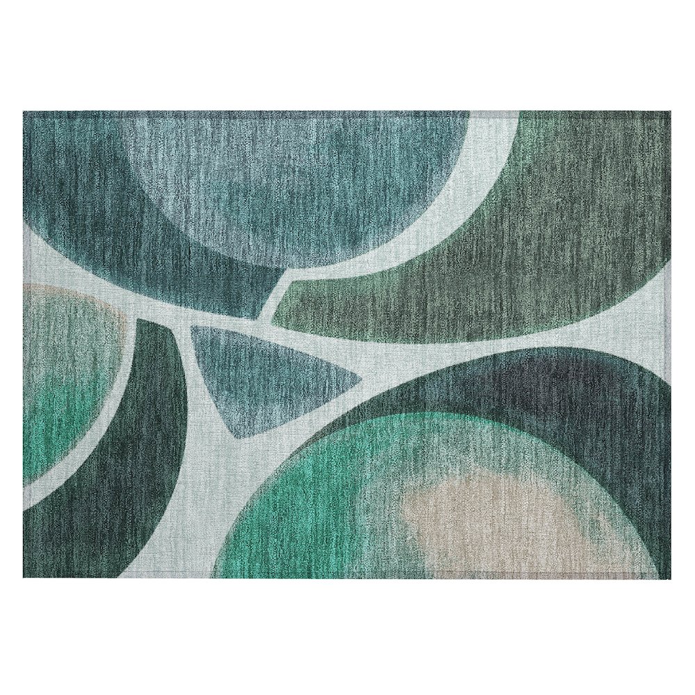 Machine Washable Indoor/Outdoor Chantille ACN2537 Teal 1'8" x 2'6" Rug. Picture 1
