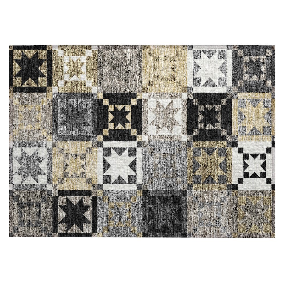 Machine Washable Indoor/Outdoor Chantille ACN2538 Black 1'8" x 2'6" Rug. Picture 1