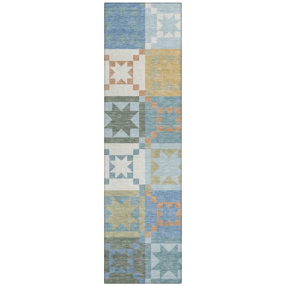 Machine Washable Indoor/Outdoor Chantille ACN2538 Blue 2'3" x 7'6" Runner Rug. Picture 1