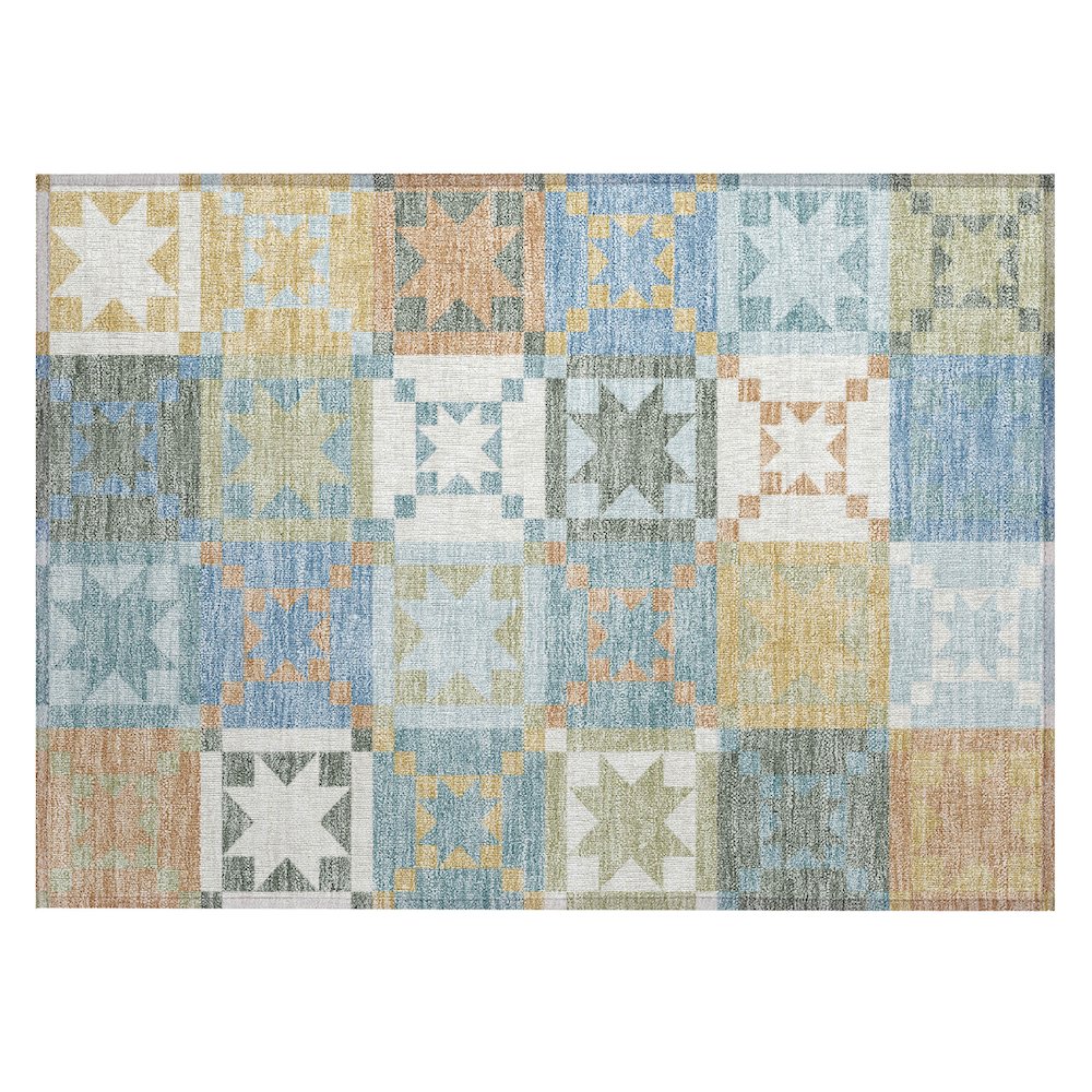 Machine Washable Indoor/Outdoor Chantille ACN2538 Blue 1'8" x 2'6" Rug. Picture 1