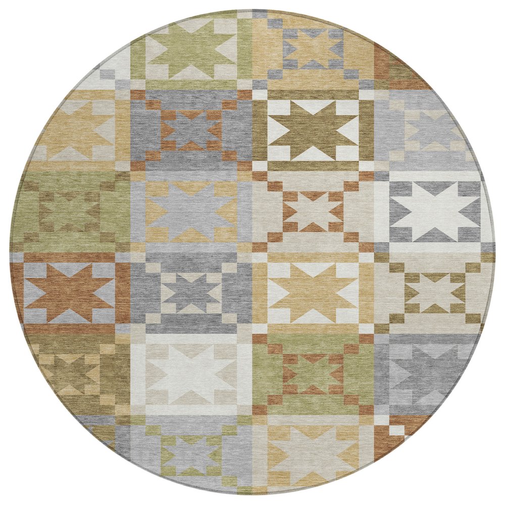 Machine Washable Indoor/Outdoor Chantille ACN2538 Gray 8' x 8' Round Rug. Picture 1