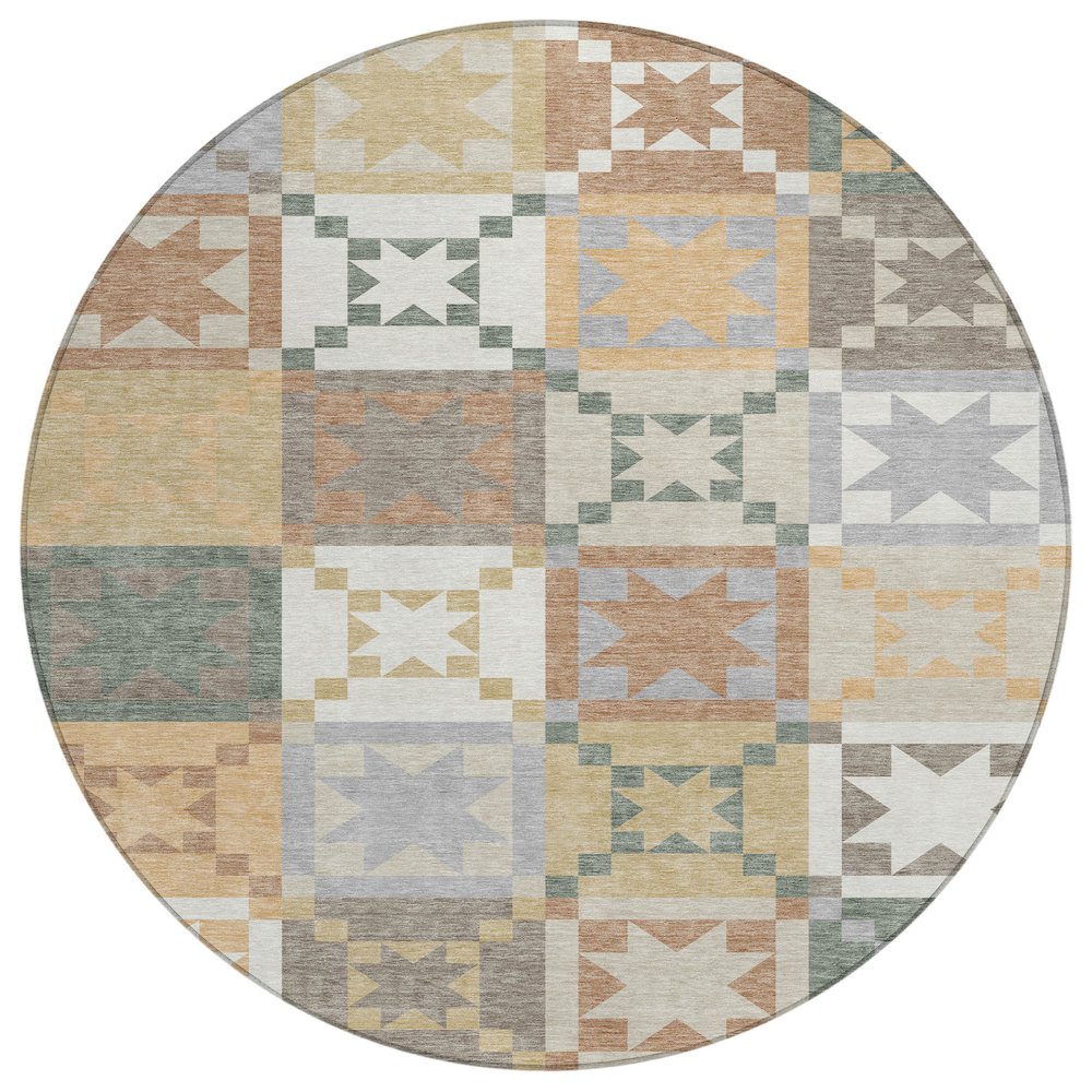 Machine Washable Indoor/Outdoor Chantille ACN2538 Ivory 8' x 8' Round Rug. Picture 1