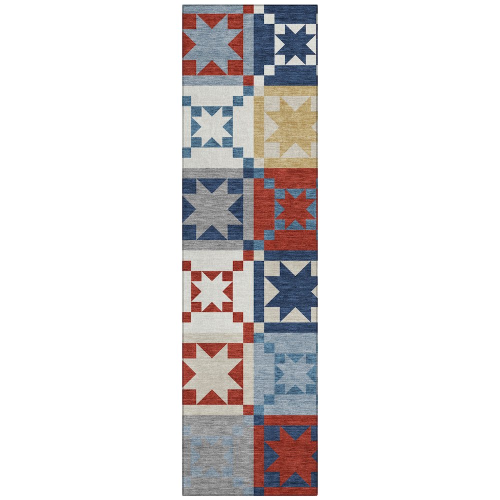 Machine Washable Indoor/Outdoor Chantille ACN2538 Red 2'3" x 7'6" Runner Rug. Picture 1