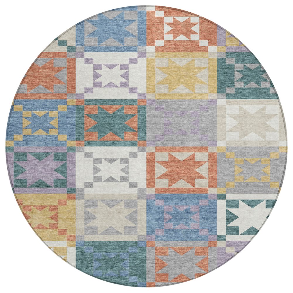 Machine Washable Indoor/Outdoor Chantille ACN2538 Gray 8' x 8' Round Rug. Picture 1