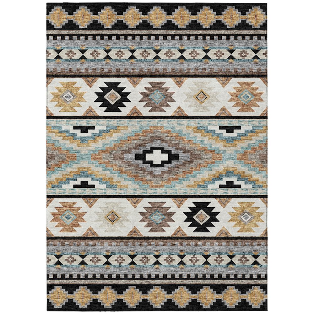 Machine Washable Indoor/Outdoor Chantille ACN2539 Black 2'6" x 3'10" Rug. Picture 1