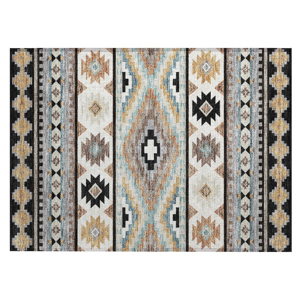 Machine Washable Indoor/Outdoor Chantille ACN2539 Black 1'8" x 2'6" Rug. Picture 1
