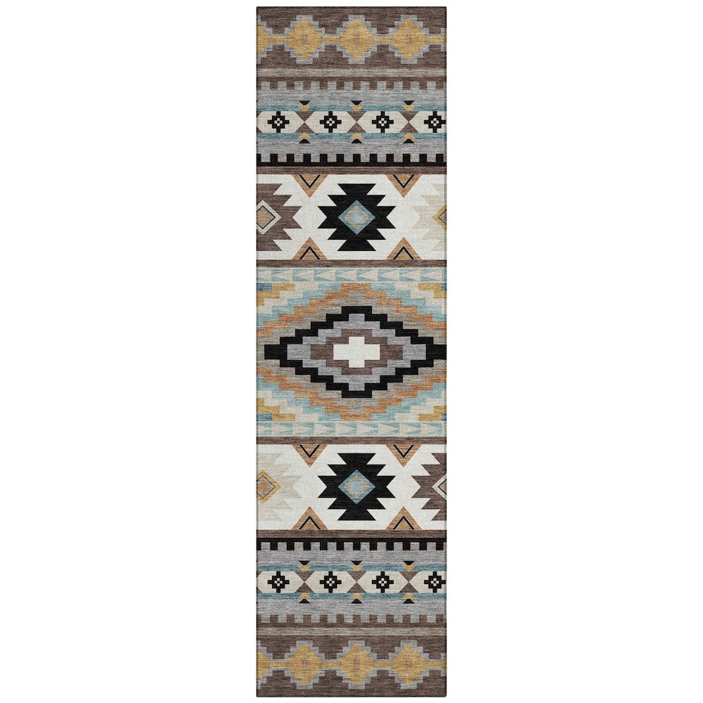 Machine Washable Indoor/Outdoor Chantille ACN2539 Brown 2'3" x 7'6" Runner Rug. Picture 1