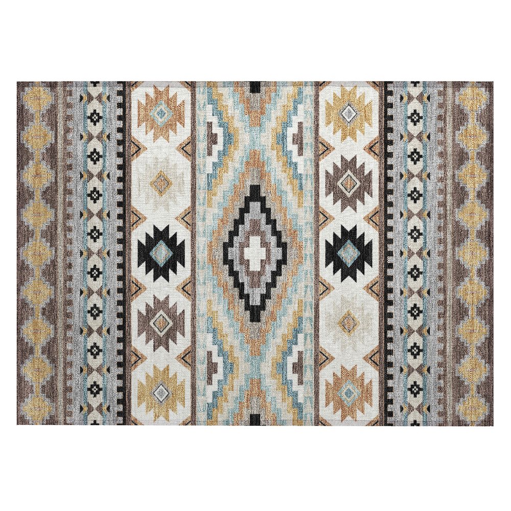 Machine Washable Indoor/Outdoor Chantille ACN2539 Brown 1'8" x 2'6" Rug. Picture 1