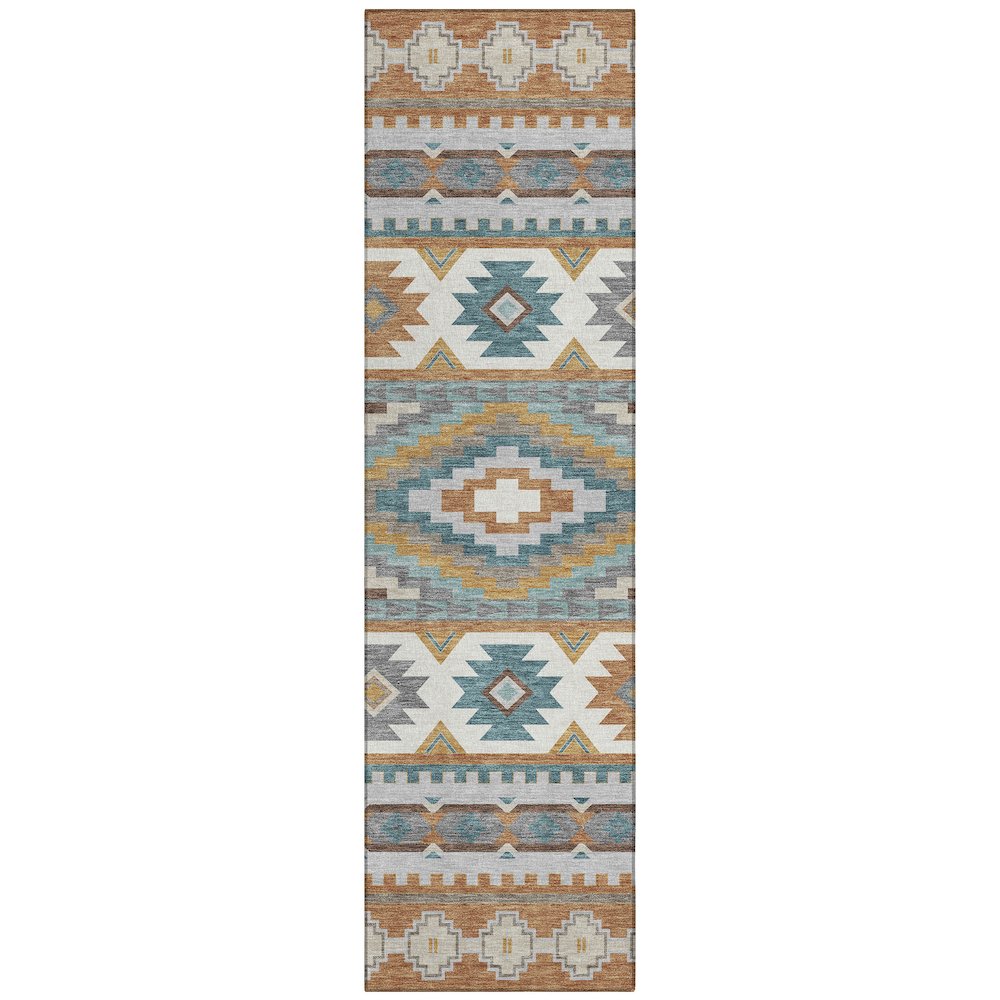 Machine Washable Indoor/Outdoor Chantille ACN2539 Orange 2'3" x 7'6" Runner Rug. Picture 1