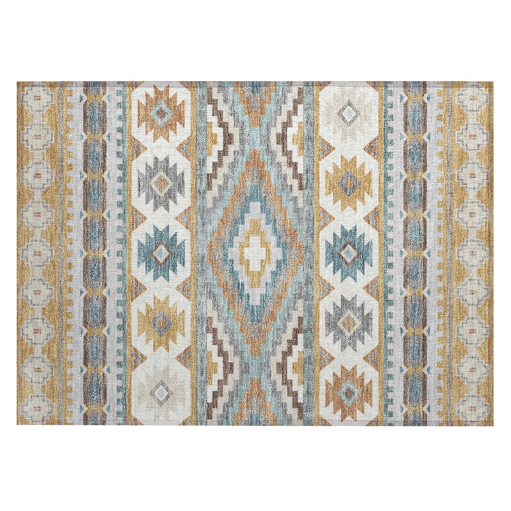 Machine Washable Indoor/Outdoor Chantille ACN2539 Gold 1'8" x 2'6" Rug. Picture 1