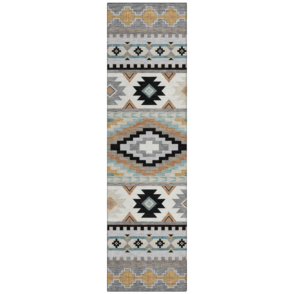 Machine Washable Indoor/Outdoor Chantille ACN2539 Gray 2'3" x 7'6" Runner Rug. Picture 1