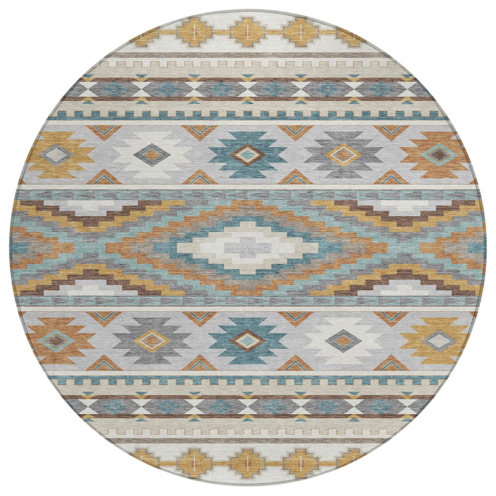 Machine Washable Indoor/Outdoor Chantille ACN2539 Ivory 8' x 8' Round Rug. Picture 1
