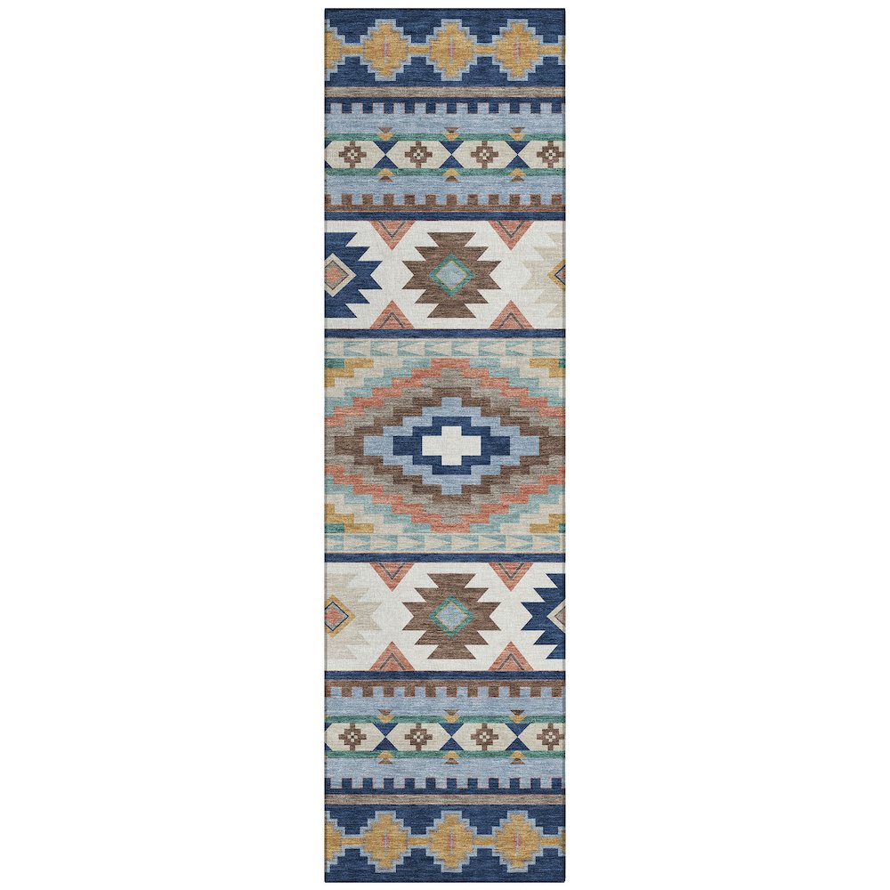 Machine Washable Indoor/Outdoor Chantille ACN2539 Blue 2'3" x 7'6" Runner Rug. Picture 1