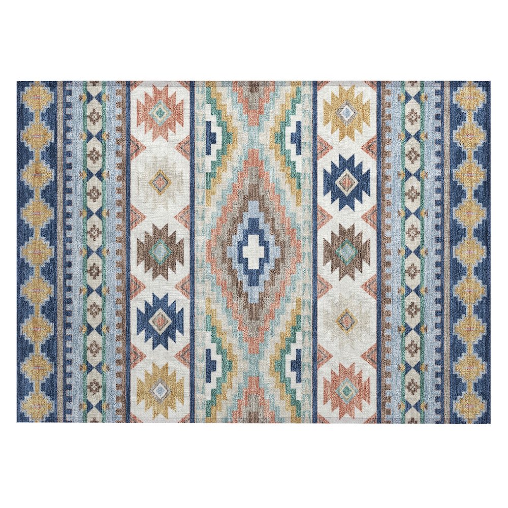 Machine Washable Indoor/Outdoor Chantille ACN2539 Blue 1'8" x 2'6" Rug. Picture 1
