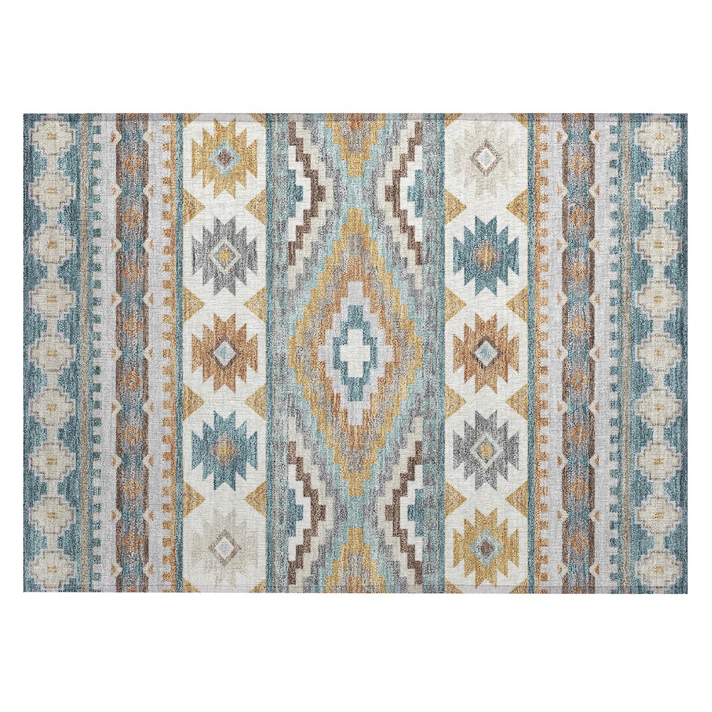 Machine Washable Indoor/Outdoor Chantille ACN2539 Teal 1'8" x 2'6" Rug. Picture 1